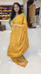Mysore crepe silk saree with KSIC Finish in mango yellow self in embroidery pattern