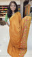 Mysore crepe silk saree with KSIC Finish in mustard self in embroidery pattern