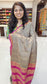 Mysore crepe silk saree with KSIC Finish in kiwi with rani pink in brocade zari pattern