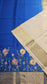 Mysore crepe silk saree with KSIC Finish in royal blue with half white in embroidery pattern