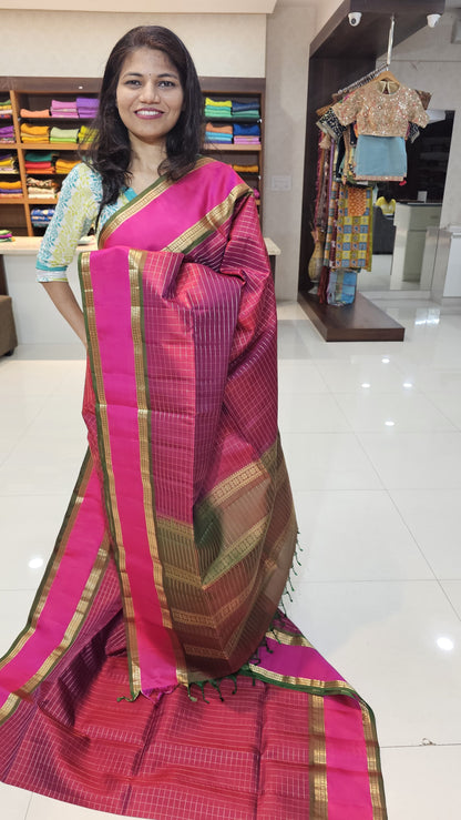 handloom kanchi soft silk saree inchilly red with green in bentex border