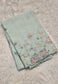 Semi organza fancy saree in light sea green self with allover embroidery work