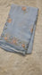semi organza fancy saree in ice blue self with allover embroidery work