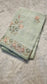 semi organza fancy saree in light pista self with allover embroidery work