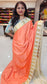 mysore crepe silk sarees in KSIC Finish in peach with half white in ganda berunda border