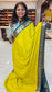 mysore crepe silk sarees in KSIC Finish in lemon green with peacock blue in peacock border