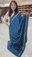 Mysore crepe silk sarees in KSIC Finish in peacock blue bentex border