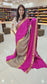 Mysore crepe silk sarees in KSIC Finish in chiku with rani pink middle checks pattern