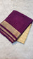 mysore crepe silk sarees in KSIC Finish in sandal with purple middle checks pattern