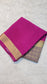 Mysore crepe silk sarees in KSIC Finish in chiku with rani pink middle checks pattern