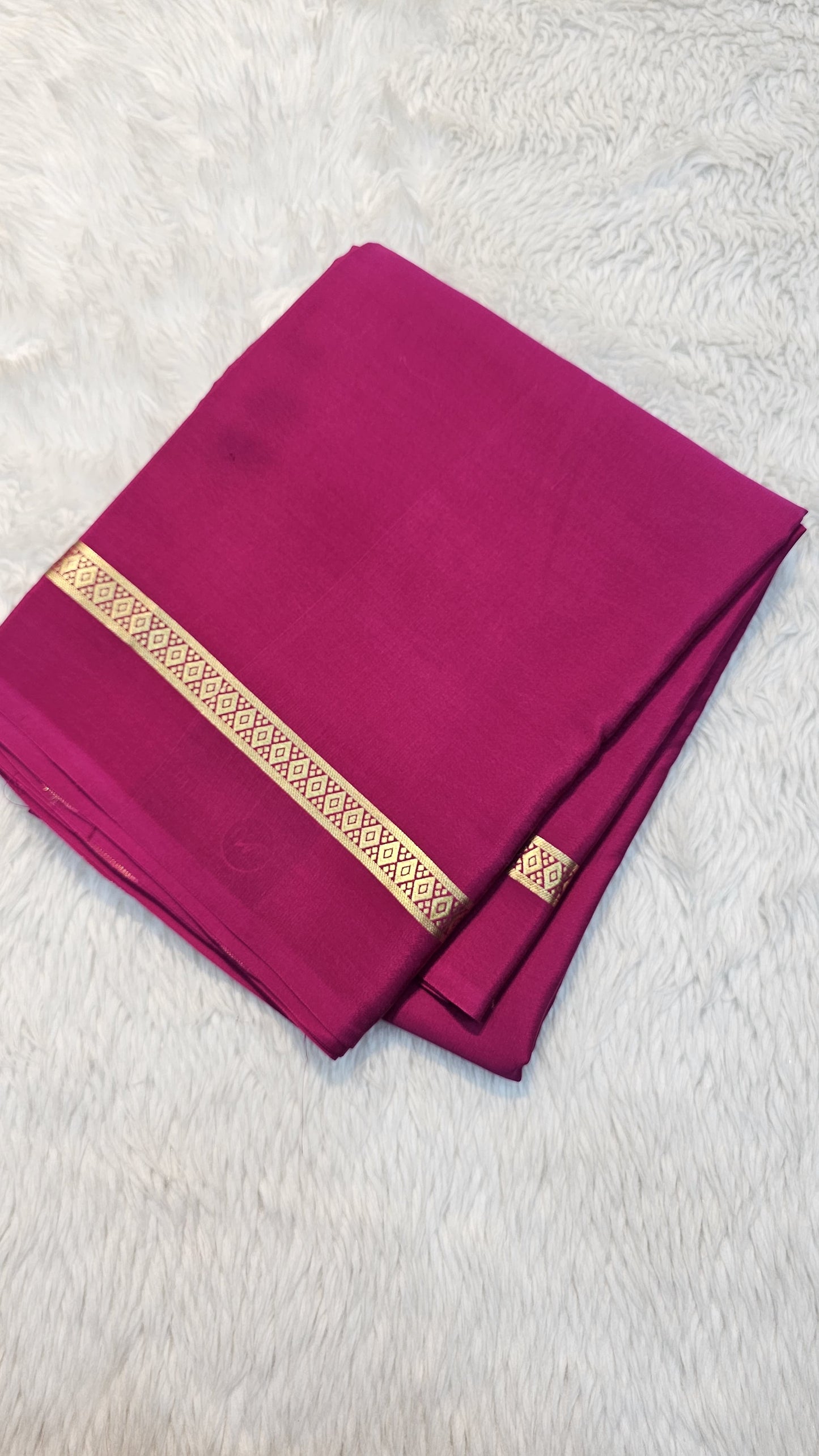 mysore crepe silk sarees in KSIC Finish in rani pink in bentex border