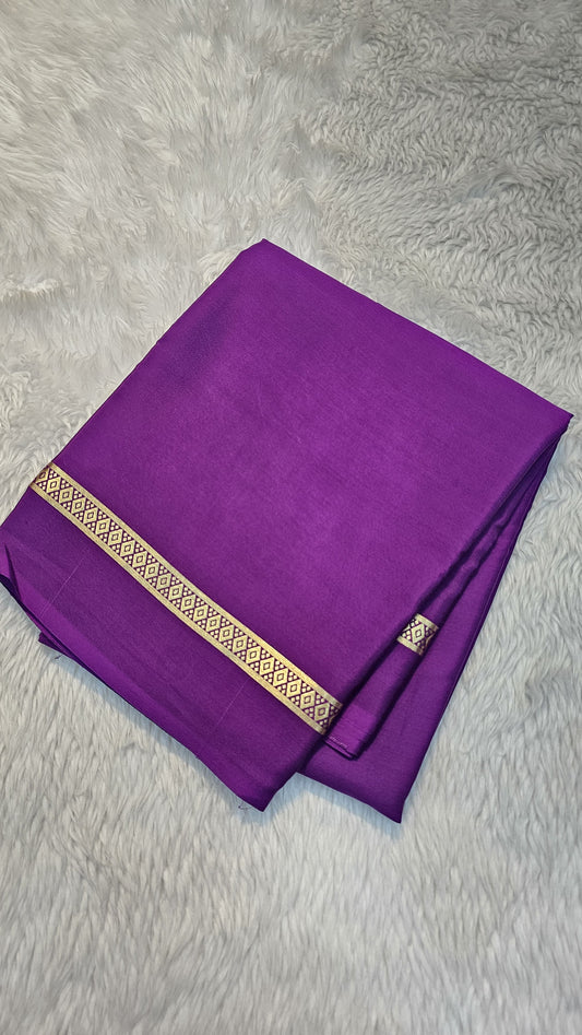 mysore crepe silk sarees in KSIC Finish in purple in bentex border