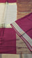 mysore crepe silK in KSIC Finish in beige with mroon red middle cheks pattern