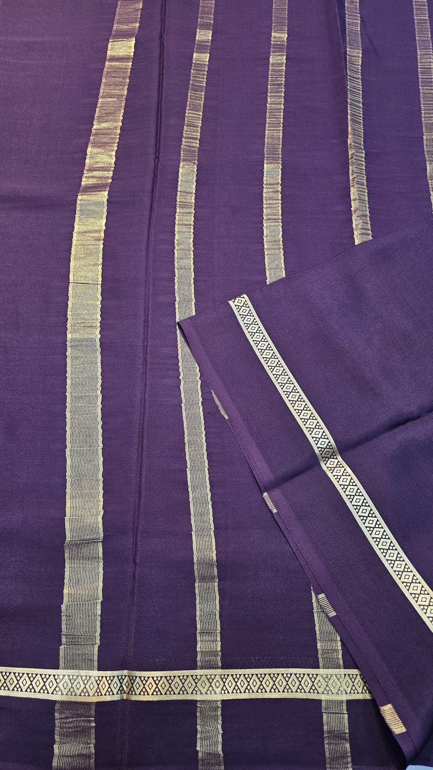 mysore crepe silk sarees in KSIC dark coffee brown bentex border