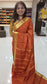 Mysore crepe silk saree in KSIC Finish in rust orange single tone saree