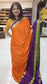 Mysore crepe silk sarees KSIC Finish in orange with purple 3d pattern