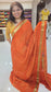 Mysore crepe silk sarees in KSIC Finish in orange self color lines pattern