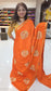 Mysore crepe silk in KSIC Finish in orange self rose butta saree