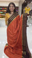 Mysore crepe silk sarees in KSIC finish in orange with brown checks pattern