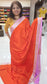 mysore crepe silk sarees in KSIC Finish in orange with baby pink flower border