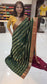 Mysore crepe silk saree in KSIC Finish in bottle green with maroon red brocade saree