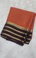 Mysore crepe silk sarees in KSIC finish in orange with brown checks pattern