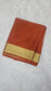 Mysore crepe silk saree in KSIC Finish in rust orange single tone saree