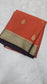 Mysore crepe silk saree in KSIC Finish in rust orange dark snuff brown all over butta saree