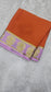 mysore crepe silk sarees in KSIC Finish in orange with baby pink ganda berunda border