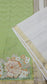 Mysore crepe silk saree in KSIC Finish in pista green with crem 1side cutwork saree