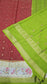 Mysore crepe silk saree in KSIC Finish in oil red with half white 2sides embroiedry
