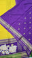 Mysore crepe silk saree in KSIC Finish in lemon green with purple 2side cutwork saree