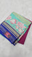 Mysore crepe silk saree in KSIC Finish in rani pink with blue 2side cutwork saree