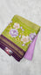 Mysore crepe silk saree in KSIC Finish in lavender pink with mehendi green  2side cutwork saree