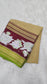 Mysore crepe silk saree in KSIC Finish in beige with maroon 2side cutwork