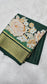 Mysore crepe silk saree in KSIC Finish in bottle green self 1side cutwork