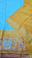 Mysore crepe silk saree in KSIC Finish in ananda blue mango yellow 2side cutwork
