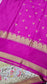 Mysore crepe silk saree in KSIC Finish in baby pink with half white 2sides embroiedry