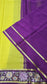 Mysore crepe silk saree in KSIC Finish in lemon yellow with purple  2side embroidery