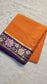Mysore crepe silk saree in KSIC Finish in orange with purple  2side embroidery