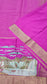 Mysore crepe silk saree in KSIC Finish in pink 1side embroidery pattern