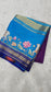 Mysore crepe silk saree in KSIC Finish in purple with ananda blue pichwai border