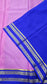 Mysore crepe silk saree in KSIC Finish in  baby pink with royal blue checks with bentex border