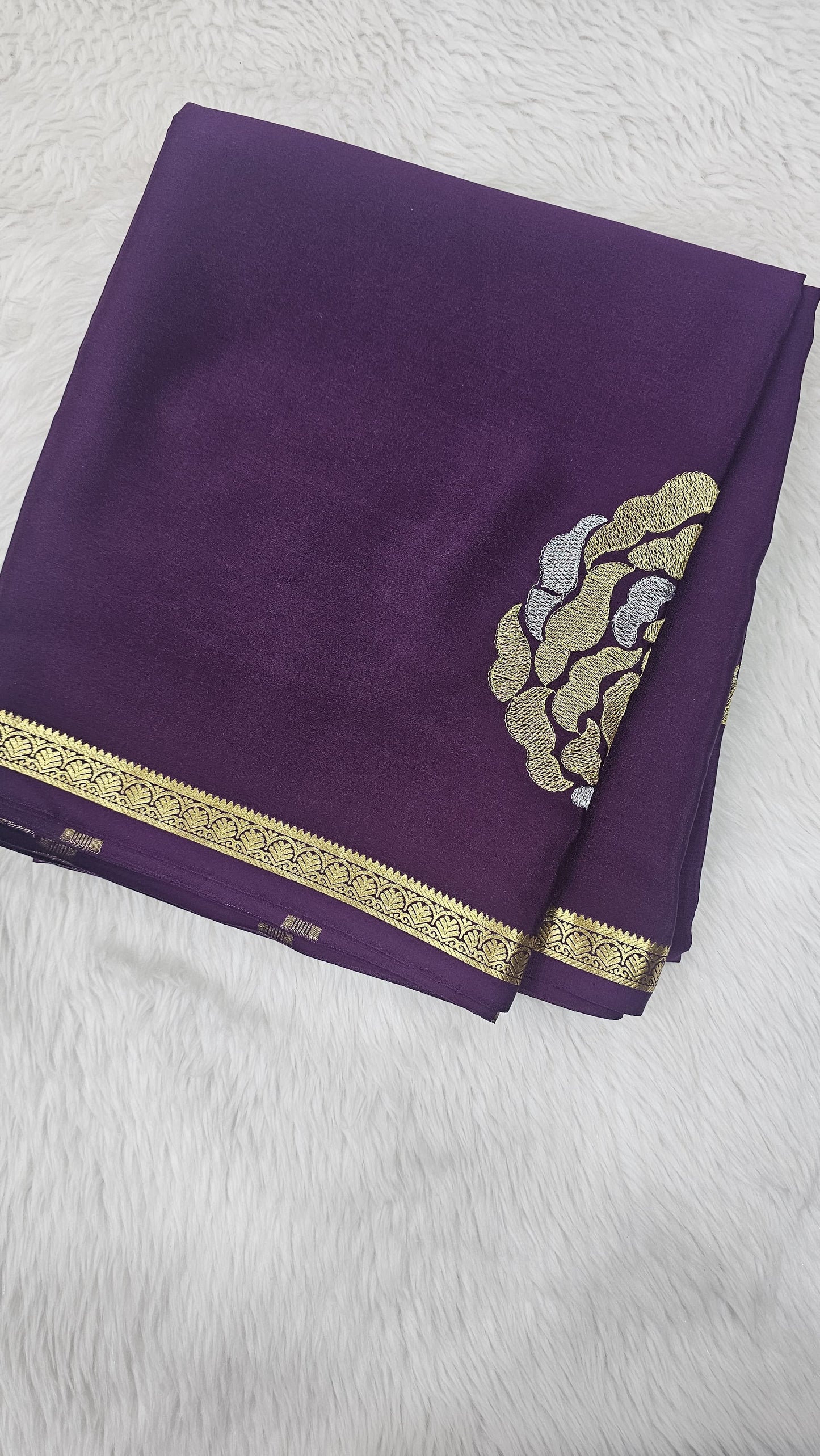 Mysore crepe silk saree in KSIC Finish in wine rose butta saree