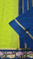 Mysore crepe silk saree in KSIC Finish in paroot green with peacock blue 2side embroidery saree