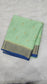 Mysore crepe silk saree in KSIC Finish in pista green with rama blue checks with bentex border