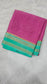 Mysore crepe silk saree in KSIC Finish in onion pink with teal checks with bentex border