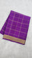 Mysore silk saree KSIC Finish in dark purple self checks pattern
