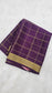 Mysore silk saree KSIC Finish in wine self checks pattern