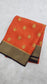 Mysore silk saree KSIC Finish in rust orange with brown allover body ganda berunda butta
